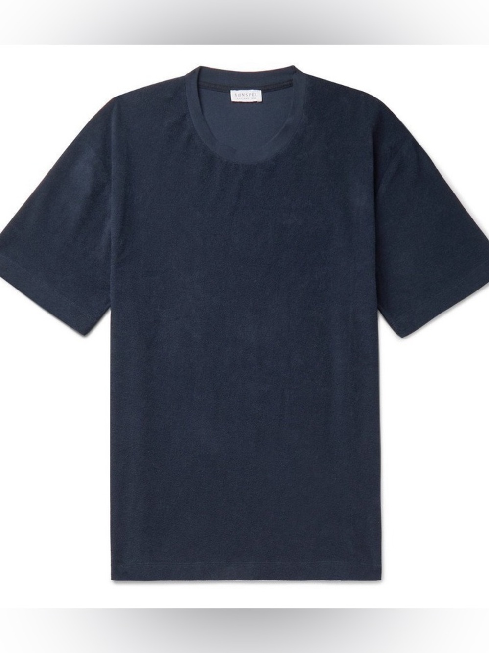 Mens Sunspel Navy Cotton Terry Cloth T-Shirt Size Large Made in Portugal